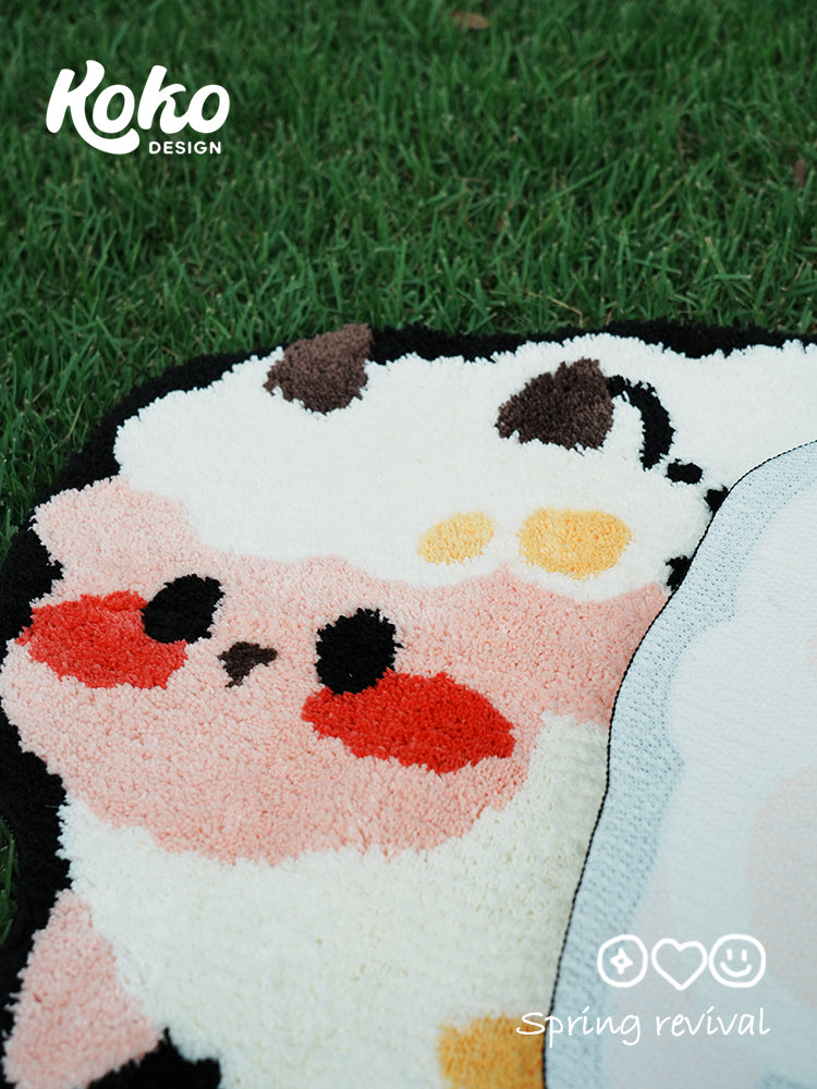 Veramou Cheesy Lamb Shaped Tufted Rug – Fluffy Sheep-Shaped Flocked Mat 17" x 32"
