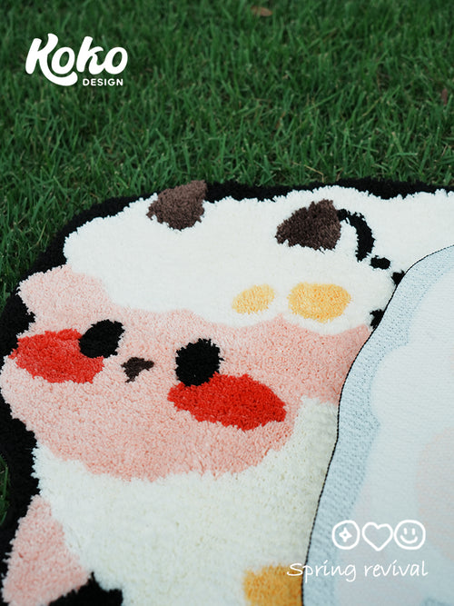 Veramou Cheesy Lamb Shaped Tufted Rug – Fluffy Sheep-Shaped Flocked Mat 17" x 32"