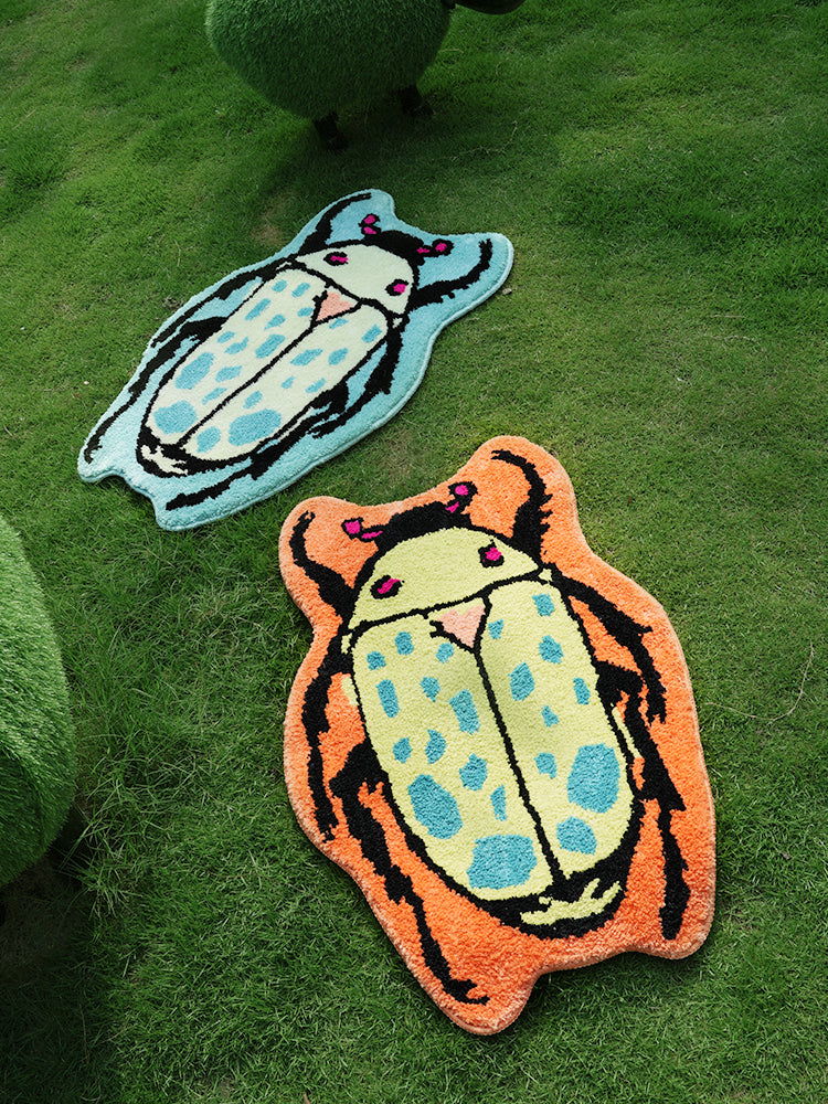 Veramou Bashful Beetle Shaped Tufted Rug – 20mm Thick Machine-Washable Bug Mat 24" x 35"