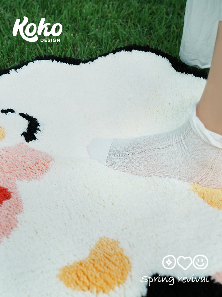 Veramou Cheesy Lamb Shaped Tufted Rug – Fluffy Sheep-Shaped Flocked Mat 17" x 32"